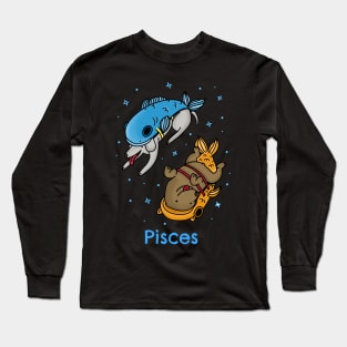 Cute Dogs Dressed as Pisces swimming in the stars Long Sleeve T-Shirt